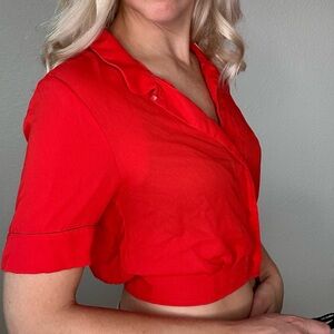 Cherry Red Aritzia Crop blouse